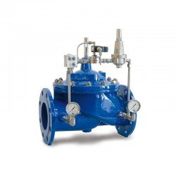 Downstream pressure reducing stabilizing valve with solenoid control, PN 25